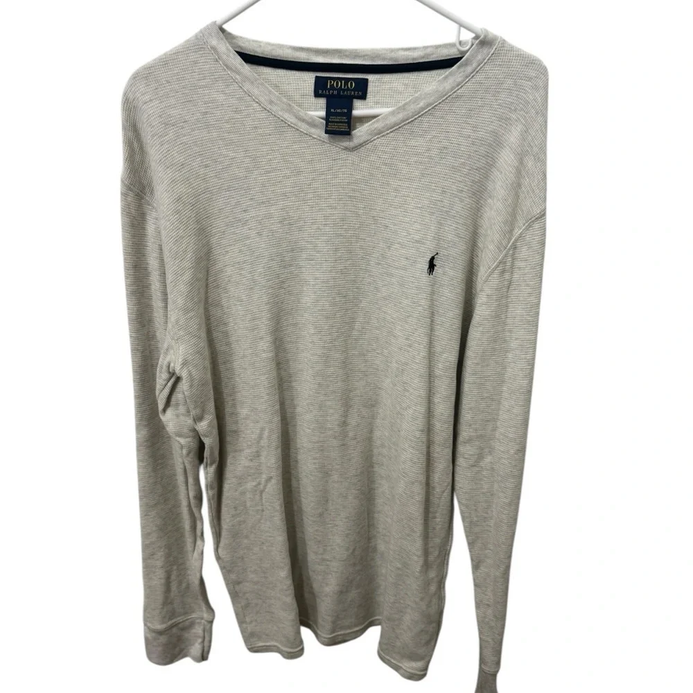Polo Ralph Lauren Gray Long Sleeve Waffle Knit Shirt XL